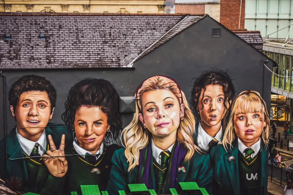 Derry Girls mural in Derry Northern Ireland
