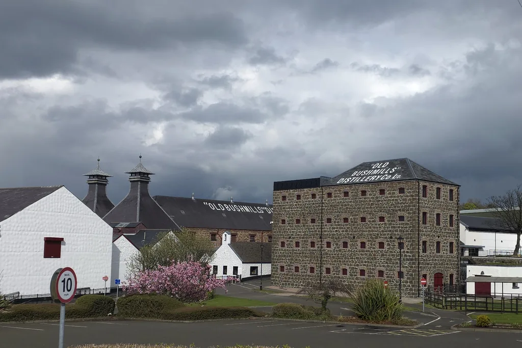 Old Bushmills Distillery buildings in County Antrim on the Old Bushmills Distillery
