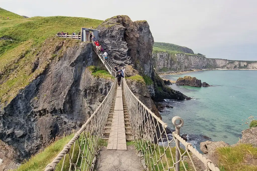Carrick-a-Rede Rope Bridge on Shore Excursions from Belfast, a popular coastal highlight for cruise passengers