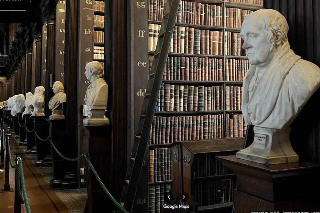 The Book of Kells and Trinity College Long Room Library in Dublin