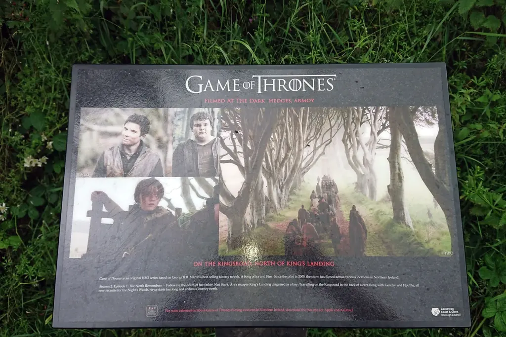 Game of Thrones sign at The Dark Hedges in County Antrim
