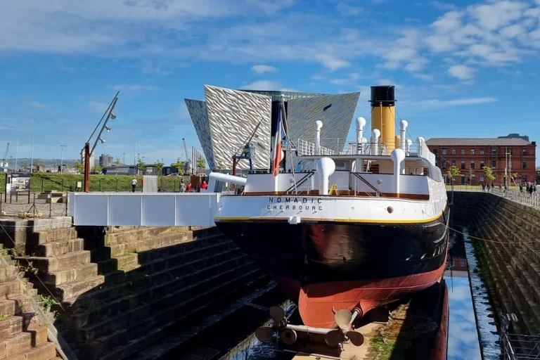 SS Nomadic and Titanic Belfast in Belfast Harbour