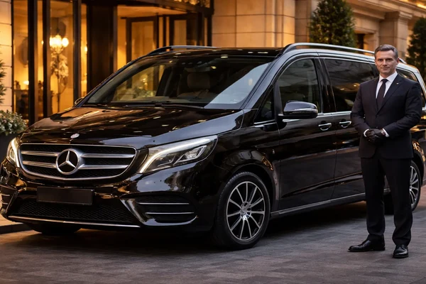Private chauffeur service in Belfast with a Mercedes V-Class and driver