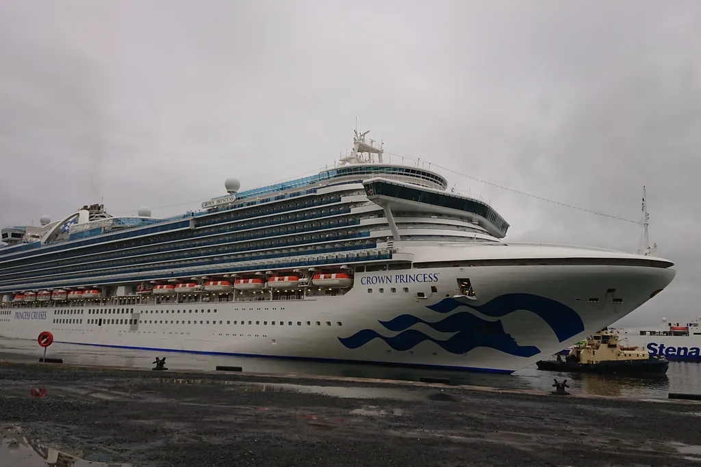 The cruise ship Crown Princess docked alongside at Belfast Cruise Terminal