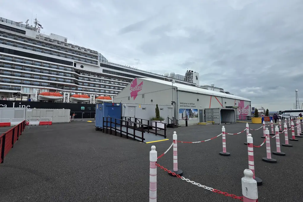 Cruise ship alongside Belfast Cruise Terminal in Belfast Harbour