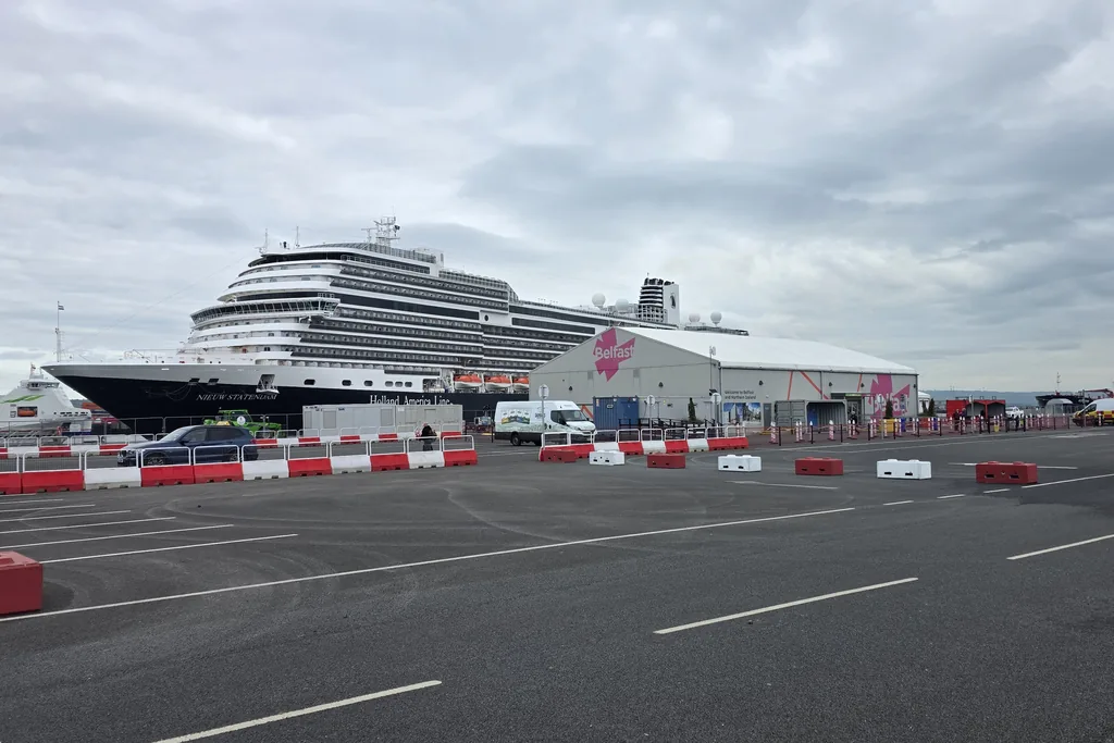 Holland America Line cruise ship berthed at Belfast Cruise Terminal