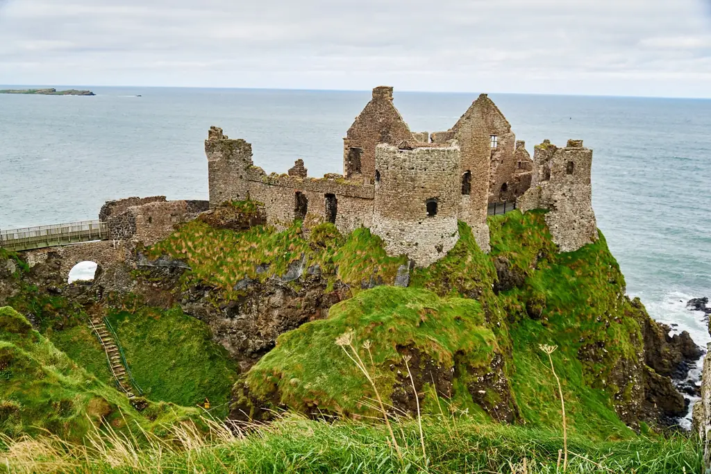 Dunluce Castle ruins on the cliffs of the Antrim Coast