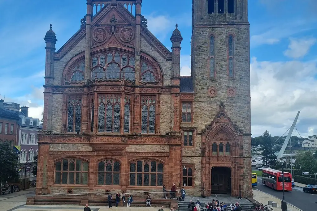 Guildhall Derry overlooking the River Foyle in Northern Ireland